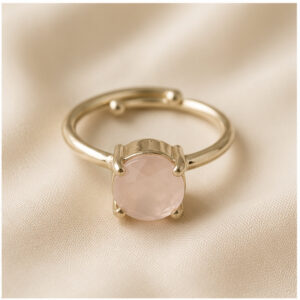 Rose quartz rings (white metal)
